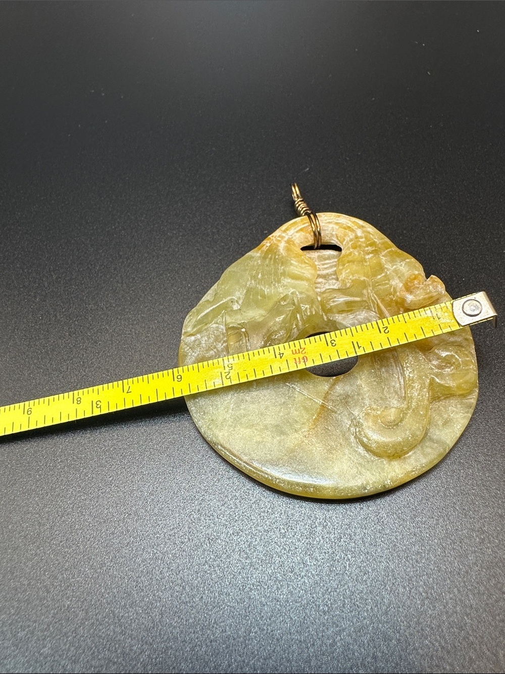 Vintage Hand-Carved Jade Sea Dragon OR Koi Pendant Symbol of Prosperity & Luck - Picture 3 of 11